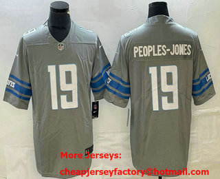 Men's Detroit Lions #19 Donovan Peoples Jones Grey 2023 FUSE Vapor Limited Stitched Jersey