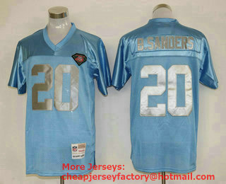 Men's Detroit Lions #20 Barry Sanders Blue 75TH Throwback Jersey