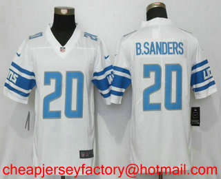 Men's Detroit Lions #20 Barry Sanders White 2017 Vapor Untouchable Stitched NFL Nike Limited Jersey