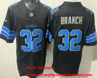 Men's Detroit Lions #32 Brian Branch Limited Black FUSE Vapor Jersey