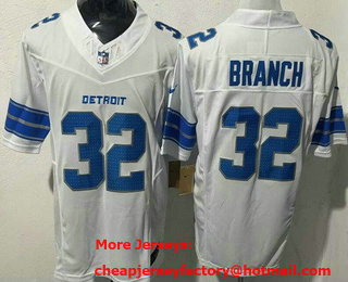 Men's Detroit Lions #32 Brian Branch Limited White FUSE Vapor Jersey