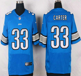 Men's Detroit Lions #33 Alex Carter Light Blue Team Color NFL Nike Elite Jersey