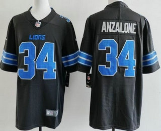 Men's Detroit Lions #34 Alex Anzalone Limited Black Vapor Jersey