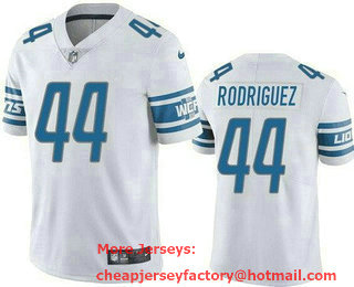 Men's Detroit Lions #44 Malcolm Rodriguez Limited White Vapor Jersey