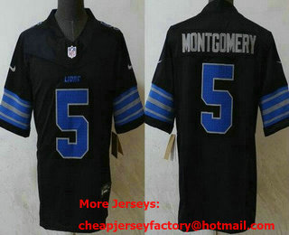Men's Detroit Lions #5 David Montgomery Limited Black FUSE Vapor Jersey