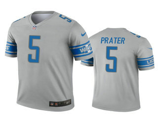 Men's Detroit Lions #55 Matt Prater Gray Inverted Legend Jersey