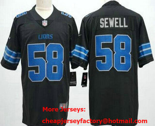 Men's Detroit Lions #58 Penei Sewell Limited Black Vapor Jersey