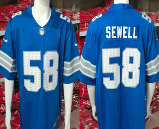 Men's Detroit Lions #58 Penei Sewell Limited Blue Vapor Jersey