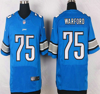 Men's Detroit Lions #75 Larry Warford Light Blue Team Color NFL Nike Elite Jersey