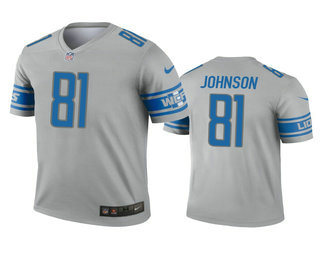 Men's Detroit Lions #81 Calvin Johnson Gray Inverted Legend Jersey