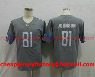 Men's Detroit Lions #81 Calvin Johnson Steel Gray 2017 Color Rush Stitched NFL Nike Limited Jersey