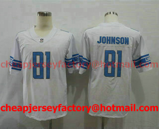 Men's Detroit Lions #81 Calvin Johnson White 2017 Vapor Untouchable Stitched NFL Nike Limited Jersey