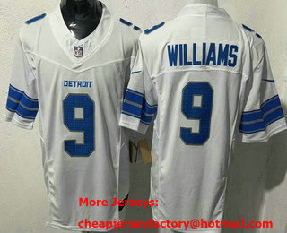 Men's Detroit Lions #9 Jameson Williams Limited White FUSE Vapor Jersey