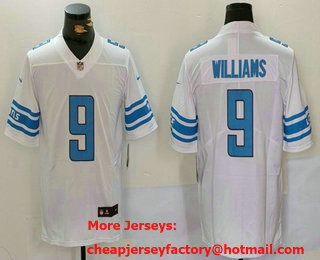 Men's Detroit Lions #9 Jameson Williams White Vapor Limited Stitched Jersey