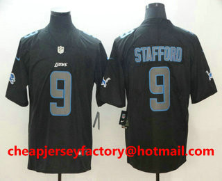Men's Detroit Lions #9 Matthew Stafford Black 2018 Fashion Impact Black Color Rush Stitched NFL Nike Limited Jersey
