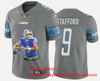 Men's Detroit Lions #9 Matthew Stafford Grey Player Portrait Edition 2020 Vapor Untouchable Stitched NFL Nike Limited Jersey