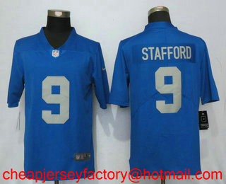 Men's Detroit Lions #9 Matthew Stafford Light Blue 2017 Throwback Retired Vapor Untouchable Stitched NFL Nike Limited Jersey