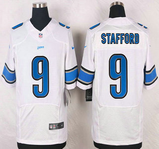 Men's Detroit Lions #9 Matthew Stafford White Road NFL Nike Elite Jersey