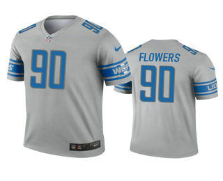 Men's Detroit Lions #90 Trey Flowers Gray Inverted Legend Jersey