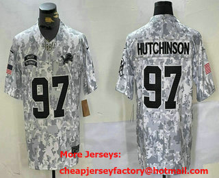 Men's Detroit Lions #97 Aidan Hutchinson 2024 FUSE Arctic Camo Salute to Service Limited Stitched Jersey