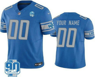 Men's Detroit Lions Customized Limited Blue 90th Season FUSE Vapor Jersey