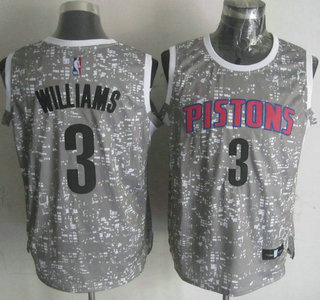 Men's Detroit Pistons # 3 Shawne Williams 2015 Gray City Lights Swingman Jersey