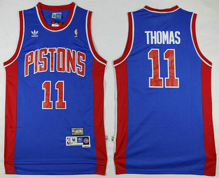 Men's Detroit Pistons #11 Isiah Thomas Blue Hardwood Classics Soul Swingman Throwback Jersey