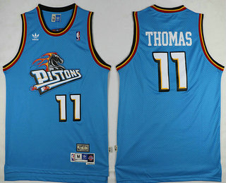 Men's Detroit Pistons #11 Isiah Thomas Light Blue Hardwood Classics Soul Swingman Throwback Jersey