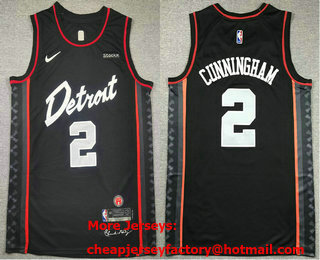 Men's Detroit Pistons #2 Cade Cunningham Black 2024 City Icon Sponsor Swingman Jersey