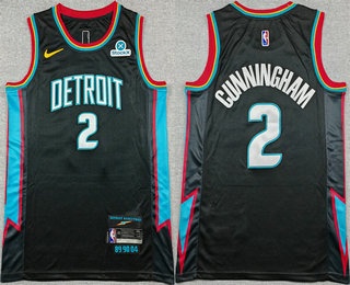 Men's Detroit Pistons #2 Cade Cunningham Black 2025 City Sponsor Swingman Jersey