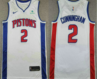 Men's Detroit Pistons #2 Cade Cunningham White Icon Sponsor Swingman Jersey