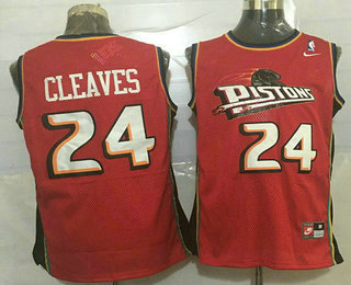 Men's Detroit Pistons #24 Mateen Cleaves Red Hardwood Classics Soul Swingman Throwback Jersey