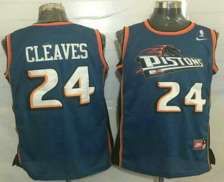 Men's Detroit Pistons #24 Mateen Cleaves Teal Blue Hardwood Classics Soul Swingman Throwback Jersey