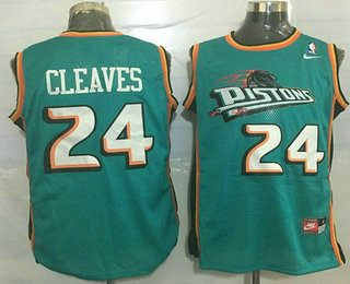 Men's Detroit Pistons #24 Mateen Cleaves Teal Green Hardwood Classics Soul Swingman Throwback Jersey