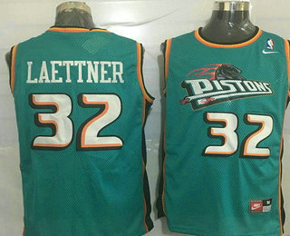 Men's Detroit Pistons #32 Christian Laettner Teal Green Hardwood Classics Soul Swingman Throwback Jersey