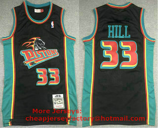 Men's Detroit Pistons #33 Grant Hill Black 1998-99 Hardwood Classics Soul Swingman Throwback Jersey