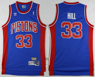 Men's Detroit Pistons #33 Grant Hill Blue Hardwood Classics Soul Swingman Throwback Jersey