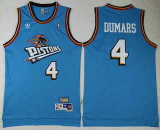 Men's Detroit Pistons #4 Joe Dumars Light Blue Hardwood Classics Soul Swingman Throwback Jersey