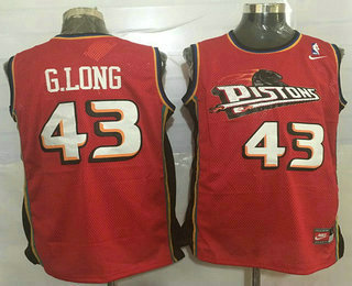 Men's Detroit Pistons #43 Grant Long Red Hardwood Classics Soul Swingman Throwback Jersey