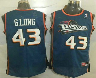 Men's Detroit Pistons #43 Grant Long Teal Blue Hardwood Classics Soul Swingman Throwback Jersey