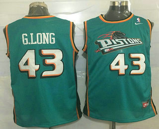 Men's Detroit Pistons #43 Grant Long Teal Green Hardwood Classics Soul Swingman Throwback Jersey