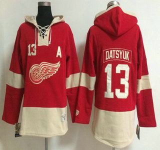 Men's Detroit Red Wings #13 Pavel Datsyuk Old Time Hockey 2015 Red Hoodie