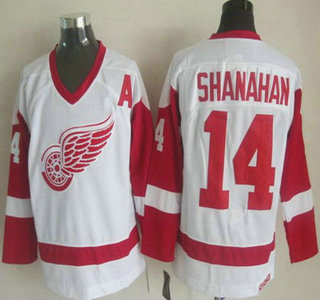 Men's Detroit Red Wings #14 Brendan Shanahan White CCM Vintage Throwback Jersey