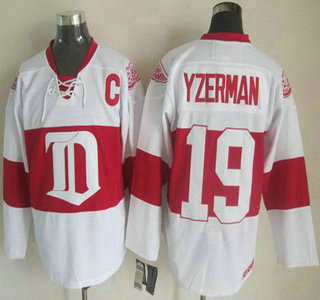 Men's Detroit Red Wings #19 Steve Yzerman 2008-09 White CCM Vintage Throwback Jersey