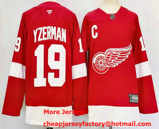 Men's Detroit Red Wings #19 Steve Yzerman Red 2024 Stitched Jersey