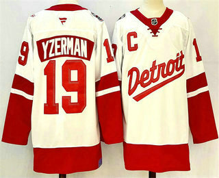 Men's Detroit Red Wings #19 Steve Yzerman White 2025 Stadium Series Stitched Jersey