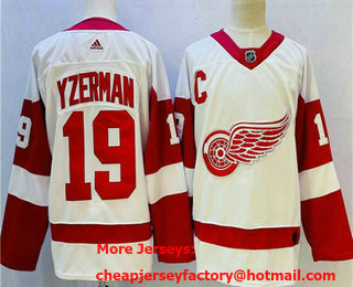 Men's Detroit Red Wings #19 Steve Yzerman White Adidas NHL Jersey