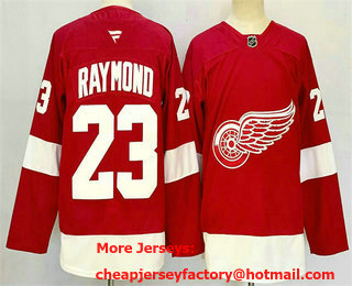Men's Detroit Red Wings #23 Lucas Raymond Red 2024 Stitched Jersey