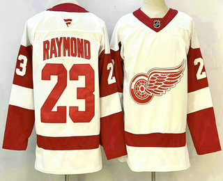 Men's Detroit Red Wings #23 Lucas Raymond White Authentic Jersey