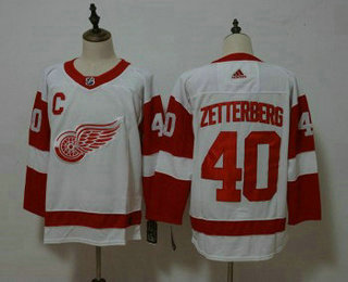 Men's Detroit Red Wings #40 Henrik Zetterberg White 2017-2018 Hockey Stitched NHL Jersey